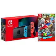 Nintendo Switch 32GB Console with Neon Joy-Cons and Super Mario Odyssey Bundle