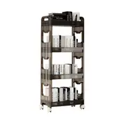 SOGA 38x24cm Black 4 Tier Bookshelf & Cosmetic Storage Organizer Trolley Rack