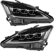 Full LED Projector Dynamic Headlights Assembly Clear Lens Compatible For Lexus IS250 IS350 ISF 2006-2013 LHD