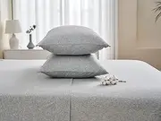 Jersey Cotton Sheet Set Queen Knit Cotton Bed Sheet Set Ultra Breathable Soft Sheets Skin Friendly 4pc All Season Cozy Stretchy Cotton Fitted Sheet Set(Grey Marle, Queen)