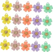 ULDIGI Crafts Jewelry Charms Pcs Painted Alloy Flower Pendants for DIY Necklace Bracelet Keychain