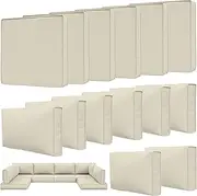 14 Pcs Outdoor Patio Cushion Covers, Replaceable Waterproof Furniture Covers, Outdoor Non-Slip Covers with Zippers, Couch 3 Sizes, Covers Only(Cream)