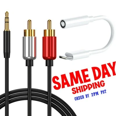 High Quality Type C Audio Adapter+3.5mm RCA Cable for Samsung Galaxy S8 Phone US