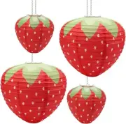 4Pcs Strawberry Paper Lanterns, Windspeed Large Lantern Red