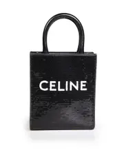 Black Mini Sequin Vertical Cabas Tote