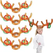 4 Pack Inflatable Reindeer Antlers Ring Hook Game,Christmas Party Game with Environmental PVC for Kids Adults Family Indoor Outdoor Carnival Xmas Games