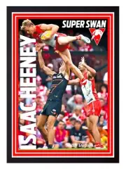 Framed 2024 Sydney Swans AFL Football Poster - Isaac Heeney - 62cm x 44.5cm