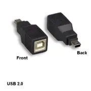 Kentek USB 2.0 Mini B 5 Pin Male to Type B Female Converter Camera PDA MP3 MP4