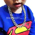 Kids Baby Silver Plated Alloy 14" ~ 24" Iced Cubic Zirconia Cuban Chain Necklace