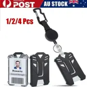 Retractable Badge Holder Heavy Duty Carabiner Keychain Tactical ID Card Holder