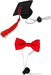 COMPUKAS 2Pcs Pet Hat and Bow Tie Set Graduation Cap with Bow Tie for Guinea Pigs Hamsters and Pets for Parties Festivals and Daily Wear