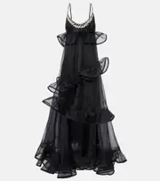 [Zimmermann] Zimmermann Crush ruffled silk organza maxi dress AU 12 black