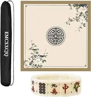 Mahjong Table Mat Mahjong Game Set Rubber Anti Slip Playmat with Mahjong Mini Tiles Stretchy Bracelet(Beige,80cm/31.4in)