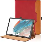 Case for Samsung Galaxy Tab A8 10.5 inch 2022 (SM-X200/X205/X207), Premium PU Leather Tablet Case with Hand Strap Large Pocket Auto Wake/Sleep Smart Cover, Red