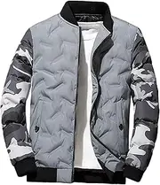 [Generic] Men's Flight Bomber Puffer Jacket Lightweight Camo Quilted Bomber Jacket Flight Camo Jacket for Men