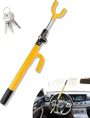 KNFRXO Steering Wheel Lock, Heavy Duty Anti-Theft Device, Adjustable Length for Cars, Trucks, Vans & SUVs, Yellow