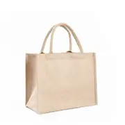 2Pc Portable Reusable Jute Shopping Bag Eco Friendly Burlap Large Capacity Handbag