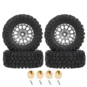 4Pcs 62X24mm 1.2 Inch Metal Beadlock Wheel Rim Tire Set for 1/18 1/24 RC Crawler