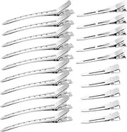 WILNAKWEL 40 Pcs Metal Duck Billed Hair Clips for Styling Sectioning,Silver for Women Long Hair, Alligator Curl Clips for Hair Roller,Salon,Bows DIY with Case
