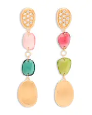 Marco Bicego 18K Yellow Gold Lunaria Tourmaline Multicolor Tourmaline & Diamond Cluster Drop Earrings
