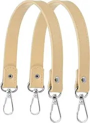 [uxcell] Leather Purse Strap Replacement PU Short Bag Handles with Gold Lobster Buckles, 13 Inch Length Fit for Handbags Shoulder Bag Accessories - Rectangle (2 Pack, Beige)