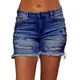 Ripped Ladies High Stretch Denim Shorts破洞女高彈力牛仔短褲