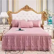 Bed Valance Skirt Bedspread Coverlet Fitted Bed Skirt Lace Gauze Bed Sheet 180 * 200cm 200 * 220cm Dustproof Ruffle Individual/Double Bed Princess Sheets Student Ruffled Cotton Non Slip,Easy Care Fit