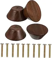 Hoement 4pcs Wooden Drawer Pulls Knobs Cabinet Handles for Kitchen Furniture Smooth Edges Easy Install Multi-Functional Use