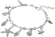 SAFIGLE Bohemian Alloy Anklet Bracelet 27x27cm 10.61 inches Toggle Herringbone Chain 54.0cm Female Surfer Wave Bracelet Anklet Jewelry Sea Star Anklet Hand Chain Anklets Chain Alloy
