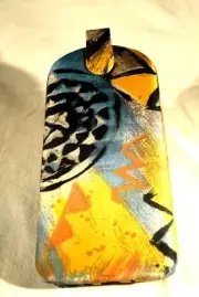 Vintage Japanese Hasi Hato Abstract Hand Painted Silk Covered Eyeglass Case C1