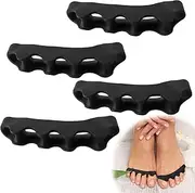 2 Pairs Silicone Toe Separators, Feet Gel Spacers to Correct Bunions and Restore Toes, Yoga Training Therapeutic Relief Pain Hammer & Claw Toe Flamingo Feet Corrector for Women & Men (Black)