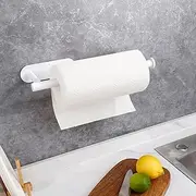 Kitchen Roll Hanger, Paper Towel Holder Under Cabinet, Self Adhesive Paper Towel Holder Wall Mount, Stainless Steel Paper Towel Rack for Kitchen, Bath, Cabinet, Toilet (White)
