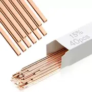 40 Sticks Brazing Rods AWS Bcup-5 15% Silver Solder Phos Copper Brazing Alloys F