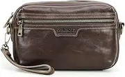 [CONTACTS] Mens Clutch Bag Leather, Code Lock Anti Theft Travel Clutch Wallet Clutch Purse Crossbody Purse
