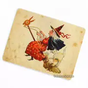 Witch on Flying Broomstick FRIDGE MAGNET, Decorative Whimsical Halloween