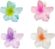 GYWHOOFT 4 Pcs Plumeria Flower Hair Claw Clips, Hawaiian Flower Hair Claw Clips,Non Slip Flower Claw Clips,Flower Claw Clips Plumeria Flower Hair Claw Clips,for Gilrs Women Thick Long Hair Thin Hair