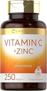 Vitamin C with Zinc | 280mg | 250 Softgels | Non-GMO and Gluten Free Formula | Value Size | Bioavailable Supplement | Ascorbic Acid and Zinc Oxide | by Carlyle