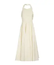 pleated recycled polyester halter neck dress 34,36,38 White