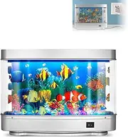 Artificial Fish Tank with Moving Fish,Fake Fish Tank Mini Aquarium,Perfect Sensory Lamp,Seabed World Lamp Lighting Move Aquarium