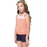 在飛比找momo購物網優惠-【沙兒斯】橫紋背心兩件式女童泳裝(兒童泳裝)