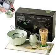 Matcha Tea Set - Matcha Tea Whisk Set Japanese Matcha Set,Ceremonial Set with Matcha Bowl, Whisk Holder, Scoop for Japanese Tea