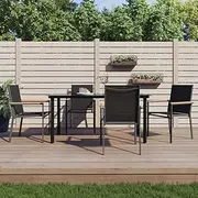 5 Piece Garden Dining Set - Outdoor Furniture, Table, Chairs, Balcony, Outdoors, Patio - Black Steel Textilene Conversation Set