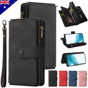 For Samsung S25 S24 FE S23 S22 S21 Ultra Plus Note20 Wallet Card Case Zip Cover