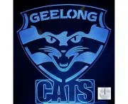 Geelong Cats Footy Football Sports 3D LED Acrylic Night Light With White Bluetooth Audio Base