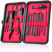 BeeShop(TM) 15pcs Manicure Pedicure Tool Set Nail Clippers Stainless Steel Nail Leather Case