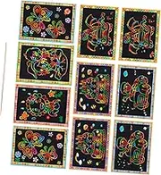 BRIGHTFUFU 10pcs Creative Scratch Off Cards DIY Graffiti Painting for Fun Hand Painted Art Scratch Paper for Doodling Sketching and Crafting Activities