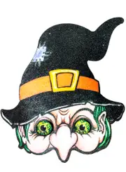 Glitter Witch Face and Hat Halloween Costume Mask