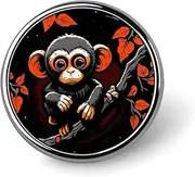 [FZMVSQH] Monkey on Red Branch Printed Round Button Pin Badges Metal Pinback Buttons 1 Inch Pins for Hat Shirt Clothing Bags Decoration, Circular, Aluminum