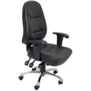 Furnx High Back Ergonomic Task Chair Black Pu Chrome Base Adjustable Arms - Each