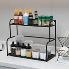 2 Layer Spice Rack Countertop Shelf Organizer for Living Room Cupboard Table